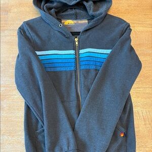KID'S 5 STRIPE HOODIE - CHARCOAL // BLUE SIZE 14